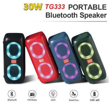 TG333 30W Võimsusega Traadita Bluetooth Kõlar Dual Kõlarid Kaart Väljas Subwoofer, RGB Värviline Valgustus FM Raadio Caixa De Som