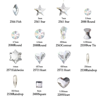 YanRuo Fashion 3D Nail Art Crystal Erineva Kujuga Teemant Kristall Korter Tagasi Kive Teenetemärgi Glitter Küüned Aksessuaarid