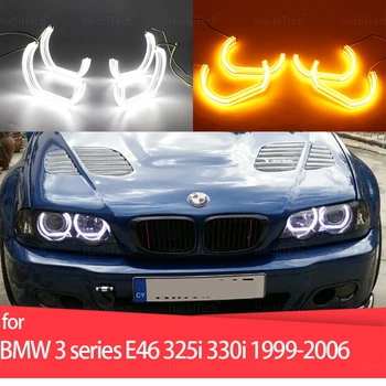 Mägitee ltra Särav Mõiste M4 Ikooniks Stiilis LED Angel Eyes Halo rõngad komplekt Päeval tuli BMW 3 seeria E46 325i 330i 1999-2006