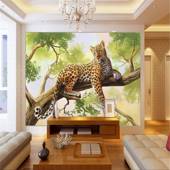beibehang de papel parede Custom Foto Tapeet 3D Maalinguid Puu Leopard õlimaal TV elutuba, Magamistuba Taust Seina