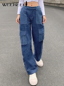 Weekeep Y2k Kottis Naiste Teksad Streetwear Kõrge Vöökoht Suured Taskud Segast Cargo Püksid Harajuku Pikad Püksid korea Casual