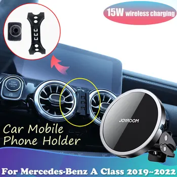 15W Auto Telefoni Omanik Mercedes-Benz A-Klass W177 180 A200 2019~2022 Magnet Stand Wireles Laadimine Kleebis Accessorie iPhone