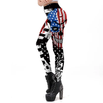 [Sa oled Minu Salajane] Uus Trend Gooti Legging Kõrge Vöökoht Retuusid Seksikas Püksid Naiste Fitness Legins Ameerika Lipu Skull Print Legging