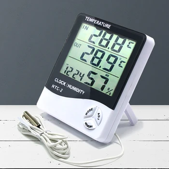 LCD Digitaalne Äratuskell Temperatuuri-Niiskuse Mõõtja Siseruumides Väljas Hygrometer Termomeeter Mälu ilmajaamas HTC-2