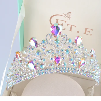 Uus Suur Euroopa Pruudi Pulmas poole Tiara Kroonid hõbetatud Austria Crystal Suur Kuninganna tiara Pulmad Juuksed Tarvikud