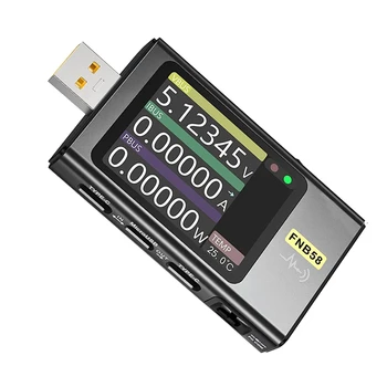USB-Tester Must USB-Tester FNB58 USB Type-C-Fast Eest Protokolli Võimsus PD Vallandada Avastamise Max 7A