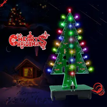 3D Christmas Tree LED DIY Kit 7 Värvid Punane/Roheline/Kollane LED Flash Circuit Kit Elektrooniline Suite Puhkus Decor Merry LED Puu