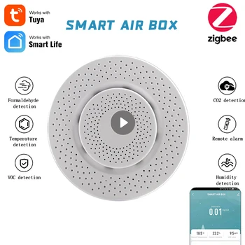 Zigbee3.0 Smart Air Box Tuya õhukvaliteedi Monitor CO2 Andur Formaldehüüdi ja lenduvate orgaaniliste ÜHENDITE Gaasi Detektor Temperatuuri ja Niiskuse Andur Auto Alarm