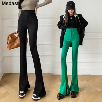 Püksid Naiste Pantalone De Mujer Kõhn Naine Püksid Roheline Must Veniv Elastne Lady Töörõivaste Slim Bottom Hem Naine Püksid
