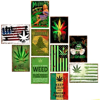 California Weed Retro Metallist Tina Märke Plakat Marihuaana Vintage Valgeplekk Plakat, Baar, Kohvik Seina Kaunistamiseks Plakat 20*30 cm