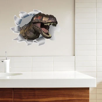Dinosaurus kolmemõõtmeline Seina kleebised Vannituba Akna Kleebised Kleebised Taust Teenetemärgi Eemaldatavad Kleebised