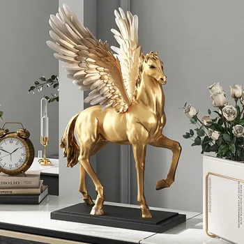 Kuldne Muinasjutt Hobune Kunst Skulptuur Kodus Kaunistused Hobuse kuju Decor Kodus Elada tuba üle-kohus Vaik Joonis Office Desk Decora