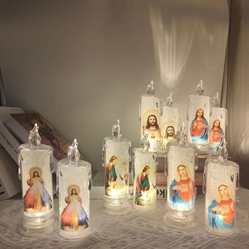 Katoliku Usulised LED Küünlad Jeesus, Neitsi Maarja Samba Küünal Valguse Pühad Palve LED Flameless Elektrilised Küünal