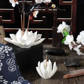 1TK Kodu Viiruk Suitsutusastia Valge Lotus Keraamiline Home Decor Viiruk Kinni Omaniku Viiruk Põleti Budistliku