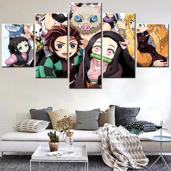 5 Tükki Jaapani Anime Deemon Slaye Lõuendile Maali Home Decor Seina Art Elutuba Prindi Pildid Värvimine Decor Kunsti Plakatid