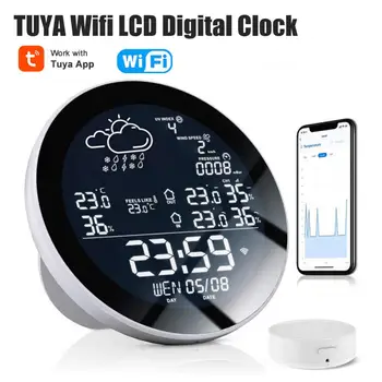 Tuya Wifi Kodu Ilmajaamas Traadita Indoor Outdoor Sensor Termomeeter Hygrometer Digitaalne Äratuskell Baromeeter Prognoos