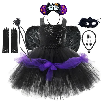 Beebi Tüdrukud Halloween Cosplay Tülli Kleidid Maleficent Tutu Kleit Lapsed Laste Karneval, Pidu Kleit Riided