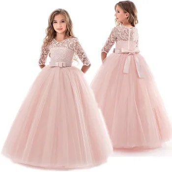 Teismeline Tüdrukud Printsess Pulmad Kleit Lapsed Elegantne Pikk Varrukas Pruutneitsi Sünnipäeva Pall Kleit Laste Võistlused Vestidos