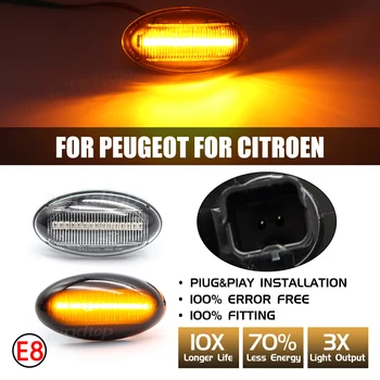 Vahelduva Peegel Peugeot 307 206 107 407 607 1007 Citroen C1 C2 C3 C5 C6 Blinker Dünaamiline LED suunatuled ei Vilgu