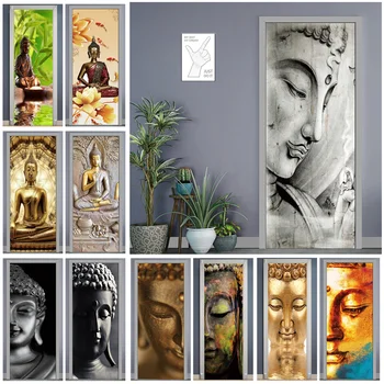 Retro 3D Uks Kleebis Buddha Portree isekleepuv Vinyl Veekindel Wall Decor Pannoo Jaoks elutuba Köök Renoveerimine Kleebised