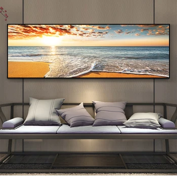 Sunset Beach Seascape Lõuend Maalid Seina Art Plakatid Ja Pildid Loodus Maastik Kunsti Pildid Tuba Wall Decor