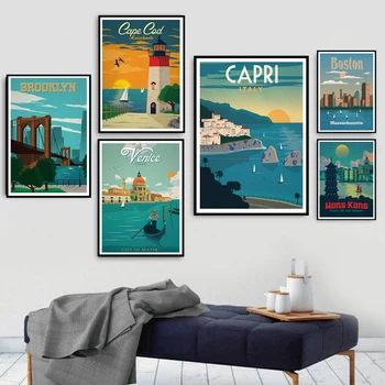 Plakat Pildid, New York, London, Amsterdam, Veneetsia Reisi Linnad Maastik Kunsti Lõuend Maali Seina Pilte Decor quadro plakat