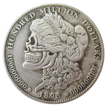 HB(102) USA 1893 Morgan Dollar Hulkur Mündi hõbetatud Koopia Mündi Mündi Kolju
