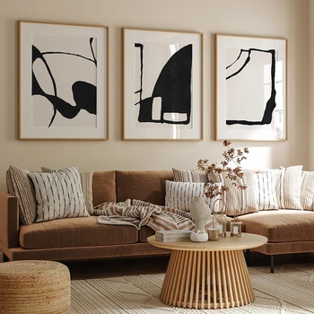 Abstraktne Minimaalne Art Print Line Drawing Plakat Valge Ja Must Lõuend Maali Kaasaegne Seina Pildid elutuba Home Decor