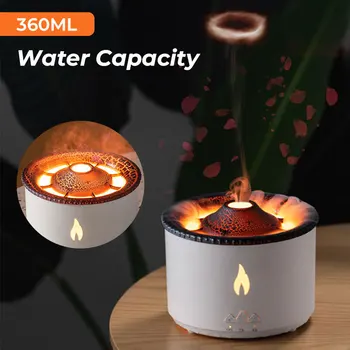 360ml Lõhn Difuusor eeterlik Õli Vulkaaniline Leek USB Portable Õhu Niisutaja Suitsuga Ringi Night Light Lamp Aroom
