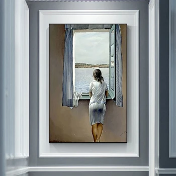 Salvador Dali Naine Akna Juures Lõuend Maalid, Plakatid ja Pildid Seina Art Pilte elutuba Teenetemärgi