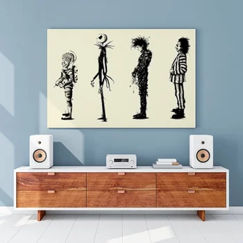Tim Burtoni Filmi Beetlejuice Edward Scissorhands Filmi maalimislõuend Plakatid ja Print Cuadros Seina Art Pilt Home Decor