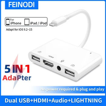 Lightning-liides HDMI Adapter for iPhone/iPad-TV iPhone Dual USB OTG Mikrofoni Adapter Live-Streaming koos Laadimine Sadamas