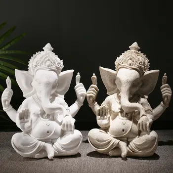 13CM Liivakivi Ganesha Buddha Elevant Pronksist Skulptuur, Käsitöö India Ganesha Elevant Figuriin Kodu Kaunistamise Tarvikud