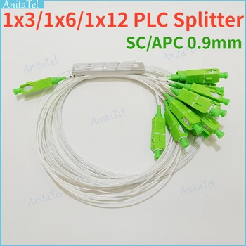 10/20pcs 1x3/6/12 SM 0,9 mm 1X3 1x6 1x12 KS APC fiiberoptiliste PLC Splitter G657A1 PVC 1m SM FTTH Optiline PLC Splitter SC/APC