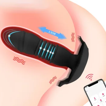 Bluetooth-Teleskoop Eesnäärme Massaaž Sugu Mänguasjad Meeste Anal Butt Plug Dildo Vibraatorid Naistele APPI puldiga Vibraator Gay