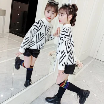Tüdrukute Kampsun Lapsed Mantel Outwear 2021 Lihtne Plus Velvet Paksenema Soe Talv Sügis Kudumise Tops Puuvillane Pullover Laste Hüübida