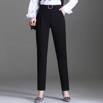 OUMENGKA Naiste Kevad-Sügis Stiilne Mood Office Kanda Otse Ülikond Püksid Vintage Kõrge Vöökoht Must Naiste Püksid Mujer S-5XL
