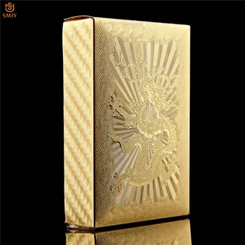 China Dragon Gold Foil Veekindel Poker Paketi, Dubai Luksuslik Kuld Plastikust Mängib Kaardi Poolele Vaba aja veetmise ja Meelelahutuse Tooteid