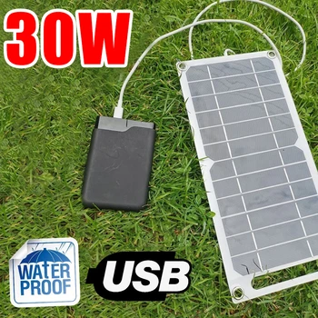 30W Kaasaskantav päikesepaneel 5V Päikese Plaat koos USB Ohutu Laengu Stabiliseerida Aku Laadija Power Bank Telefon Väljas Telkimine Kodu