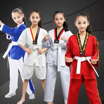 Täiskasvanud Lapsed Puuvill Taekwondo Võitluskunsti Karate Ühtsed Hingav Koolitus Riided Sobiks Fitness Sport Kandma -40