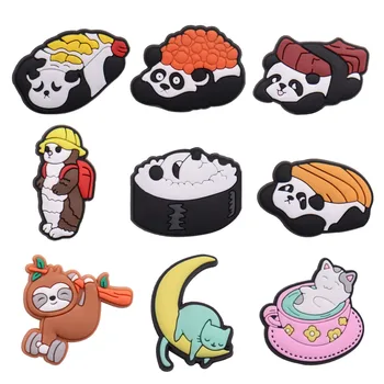 1-14Pcs Koomiks Anime Armas Panda Sushi Cat Ahv JÕUSAAL Loomade PVC Sandaalid Kinga Võlusid Disainer Kaunistused Valguda Sobib Croc Jibz