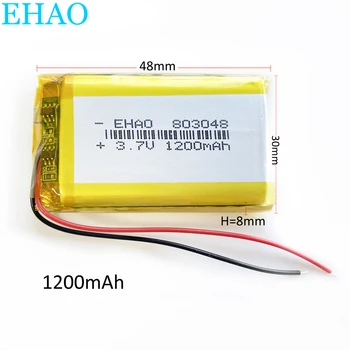 EHAO 803048 3.7 V 1200mAh Liitium-Polümeer Lipo Laetav Aku Mp3 GPS-Salvestuse Pen Bluetooth Massager Scanner