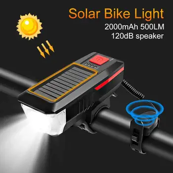 Bike Valgus Päikese USB Laetav Lamp, Jalgratta Laterna Koos Elektroonilise Sarv 3 Transpordiliikide 2000 MAh Jalgrattasõit Esitulede Bike Tarvikud